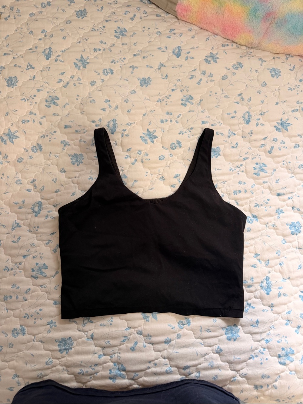 Black workout tank with built in bra